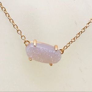 Kendra Scott Ever White Iridescent Drusy necklace Rose Gold Plated